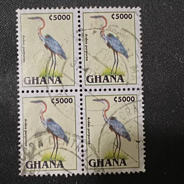 GHANA Scott 1840 1995 Tourism stamps block Pelican / Birds used