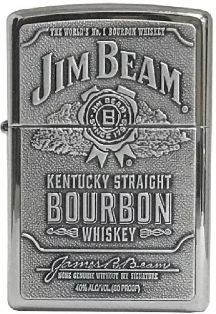 Zippo Jim Beam Pewter Emblem Chrome Lighter 250JB.928