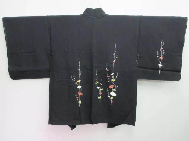 8070A1 Silk Vintage Japanese Kimono Haori Jacket Plum blossom