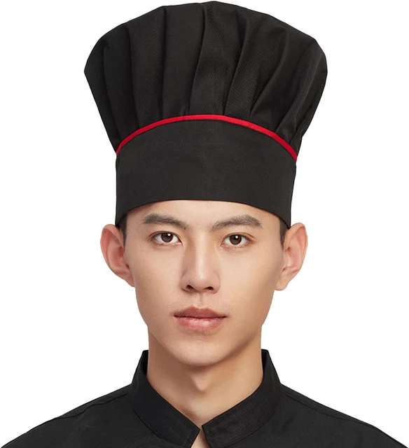 Chef Hat Adult Adjustable Elastic Baker Kitchen Cooking Chef Cap with Side Strip