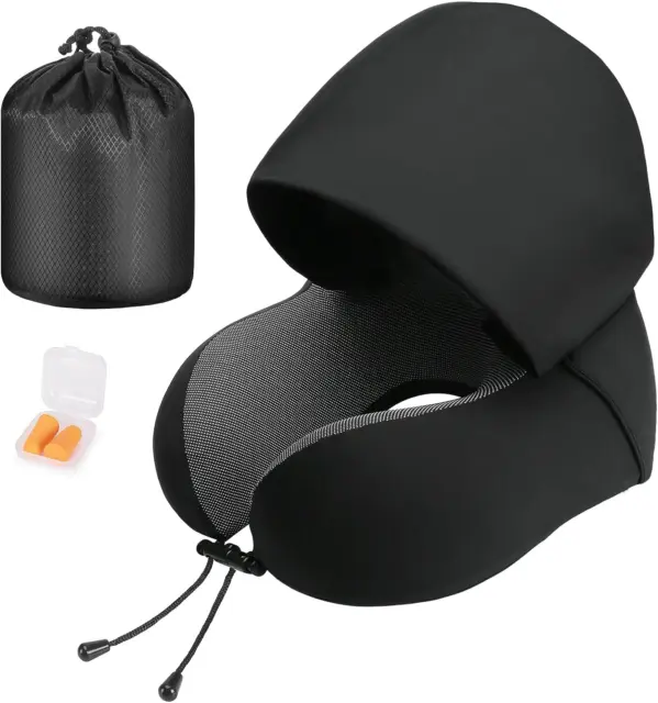 Memory Foam Travel Pillow with Hood: Comfortable Support for Travel & Rest