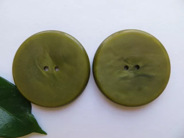 1950s Vintage Big Mottled 2-Hole Olive Green Coat Dress Replacement Buttons-34mm 2