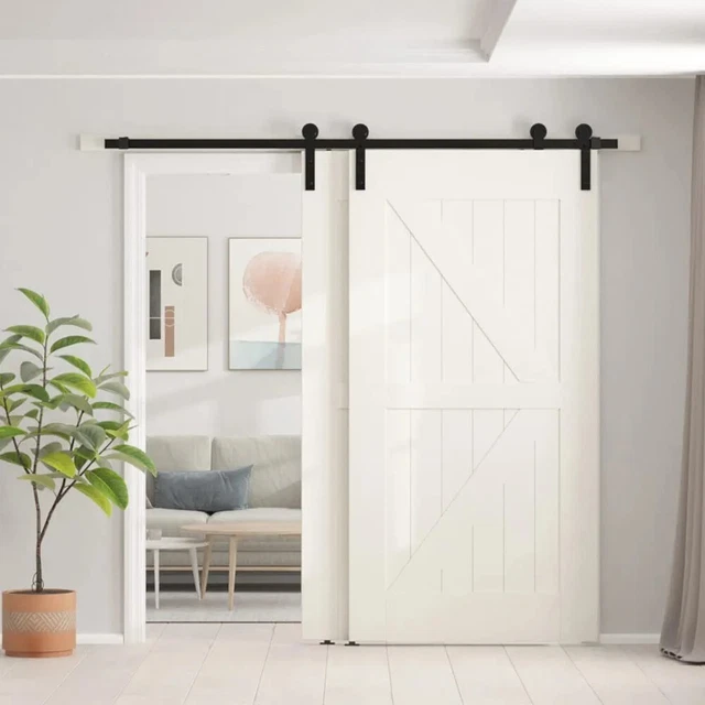 SKYSEN 5FT Heavy Duty Sliding Barn Door Hardware Single Track Bypass Double Door