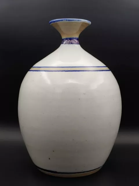 Japanese Blue White Yellow Glazed Porcelain Trumpet Lip Vase Pottery Art Ceramic