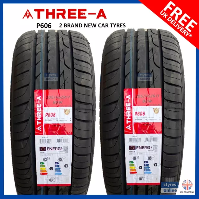 2X New 205 45 17 THREE-A P606 88W XL 205/45R17 2054517 *C/B RATED* (2 TYRES)