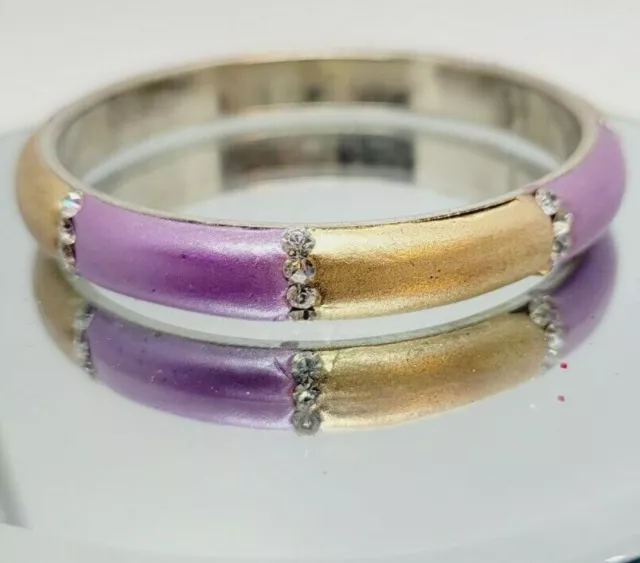 WEDDING PROM PARTY Stage Jewelry Bangle Bracelet Purple & Gold Crystal accent