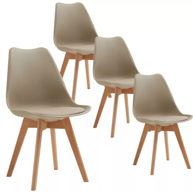 Juego de 4 Silla de Comedor,Sillas Cocina Nórdico con Asiento Acolchado Beige