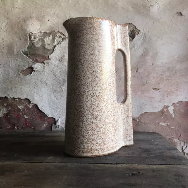 Vintage Jug Vase Speckled Rustic Stoneware Slim Tall Dried Artificial Flowers