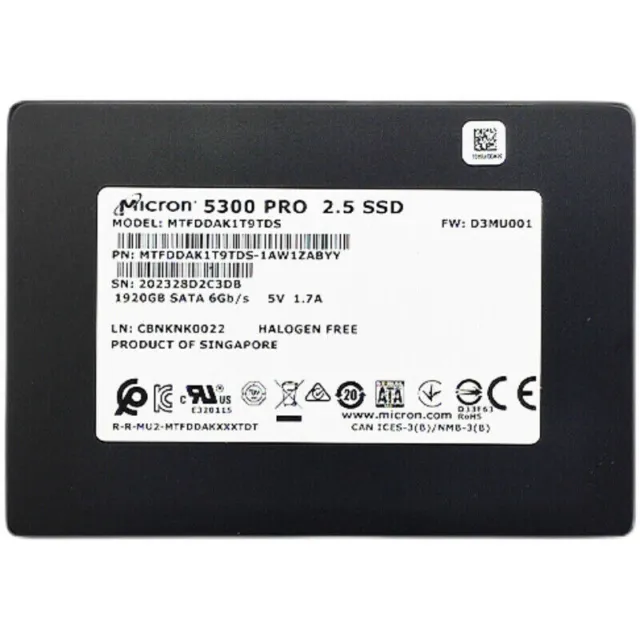 5300 Data PRO 2.5" SSD SATA Micron Server MTFDDAK1T9TDS 1.92TB SSD D3MU001