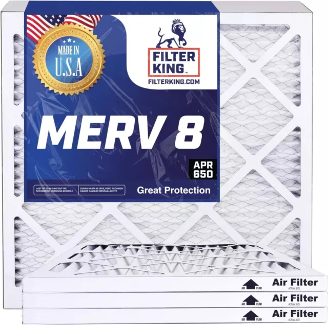 Filter King 15.5x15.5x1 Air Filter 4-PACK MERV 8 Actual Size: 15.5 x 15.5 x .75"