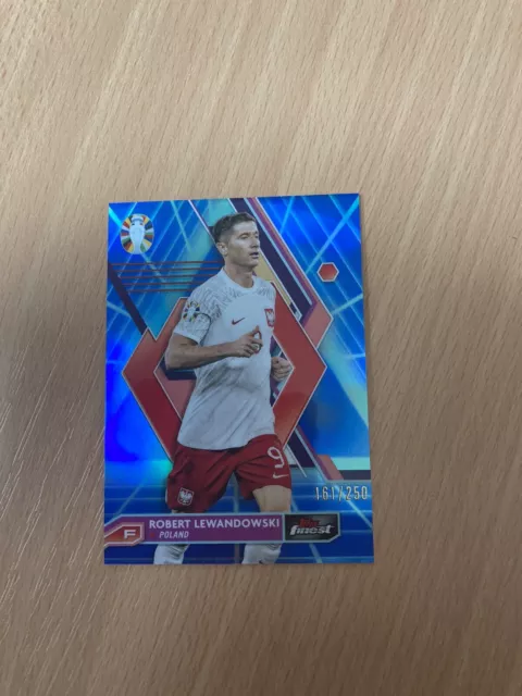 Topps Finest Euro 2024 Trading Card Robert Lewandowski Poland Blue Parallel Rare