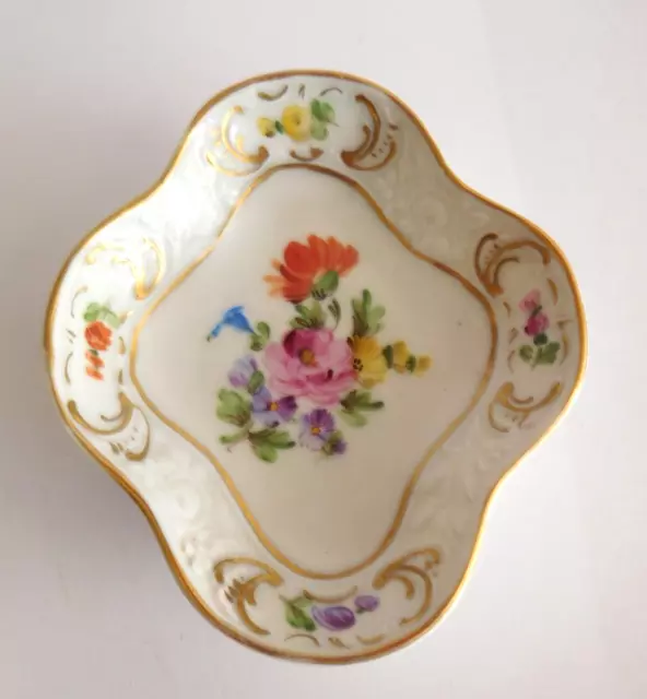 Vintage Carl Thieme Floral Hand Painted Porcelain Pin Dish