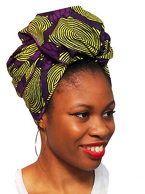 purple Navy-blue and Teal African Print Head wrap DP5006H 
