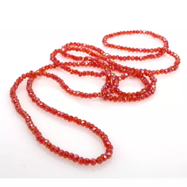 Collana di Cristalli 4mm elastica o Bracciale tanti giri da Donna rosso