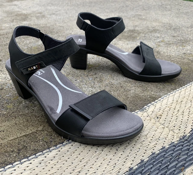 NAOT Intact Black Adjustable Strap Leather Sandals Womens Size EU 37, US 6