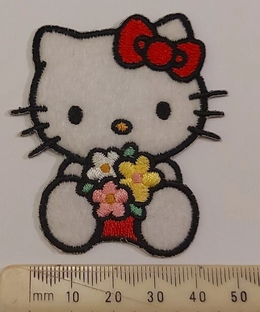 Hello Kitty Iron on Sew On Patches ~ Fairground & Holding Flowers 3