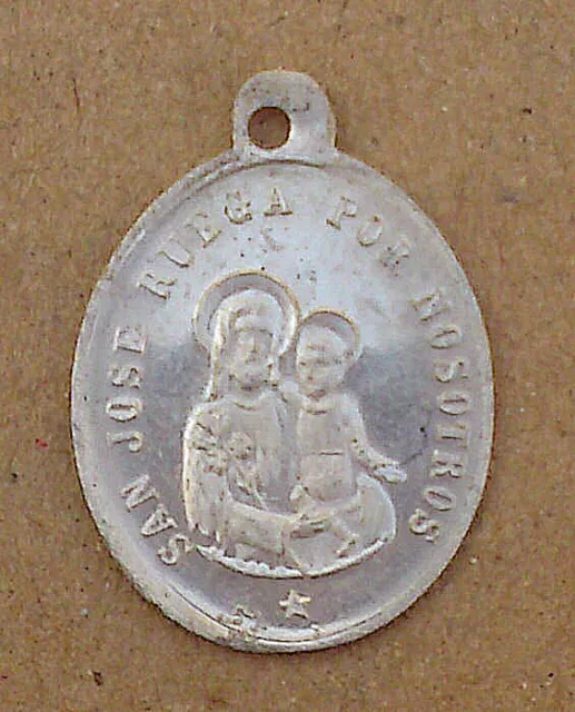Altes Pilger Medaillon Amulet - Gnadenbild Guadalupe - Heiliger Josef - (AR94)
