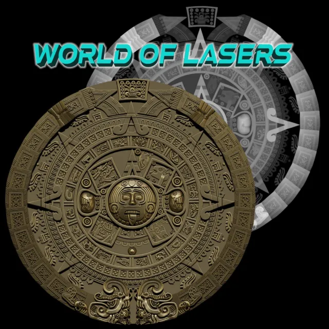 3D model Stl and Grayscale for Laser and CNC - Mayan calendar