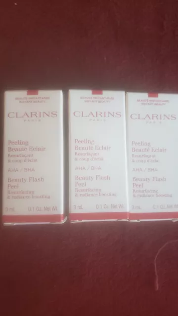 3 X Clarins Paris Peeling beauty Flash peel resurfacing Radiance Boosting 0.1 o