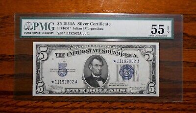 1934A $5 Silver Certificate Star Note ⭐ PMG 55 EPQ