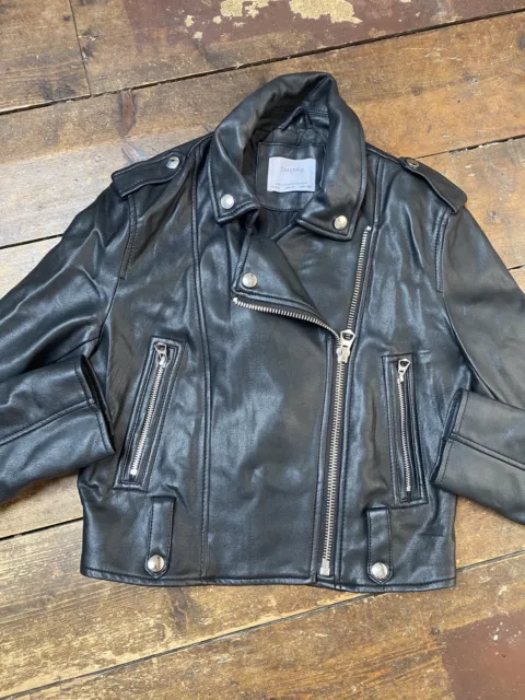 Bershka pu biker top