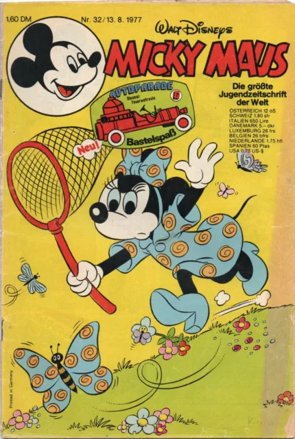 Micky Maus Comics Heft Nr 32 von 1977 Walt Disney Original Vintage Sammlerheft