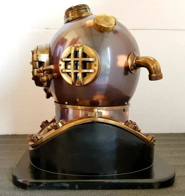 Fusil A Plomb Casque De Plongée Décoratif En Métal Style Antique | Dimensions 15.5x18x15.5cm, Poids 600g, Finition Patinée, Fait Main Accessoire Déco Thème Mer