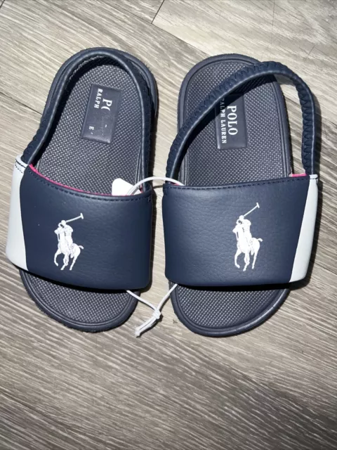 Polo Ralph Lauren Girl's Navy Blue Flip Flop Sandals Size 5.5 EU 22 Infants