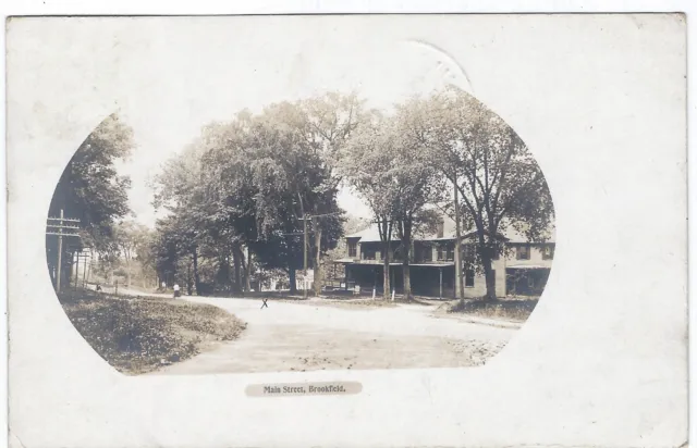 Main Street, Brookfield, Massachusetts Old Real Photo Postcard