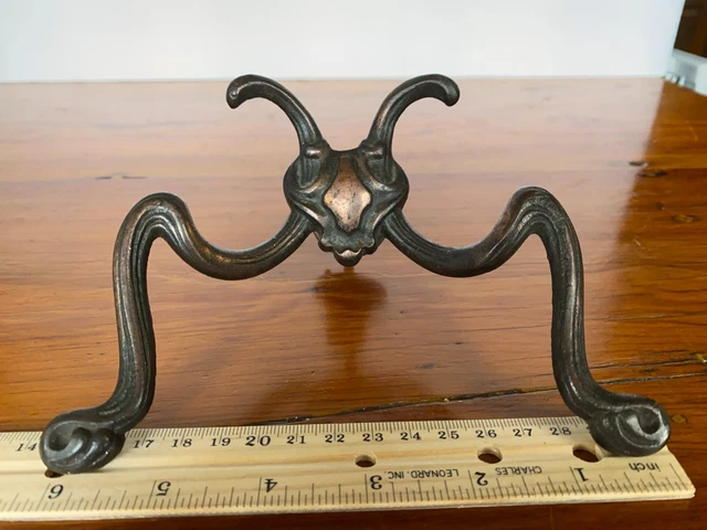 Antique Double Hall Tree Hook Coat Hat Rack Hanger Cast Iron Victorian Hardware 11