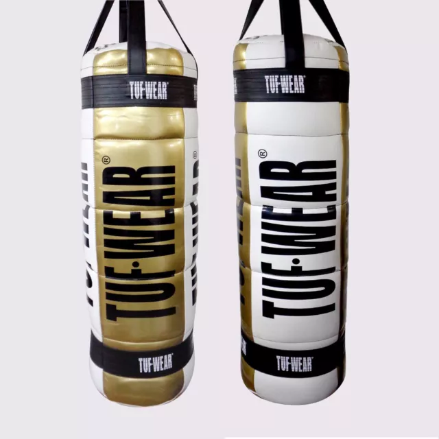 Tuf Wear Balboa 4FT Quilted Heavy Filled 40kg Punchbag White/Gold