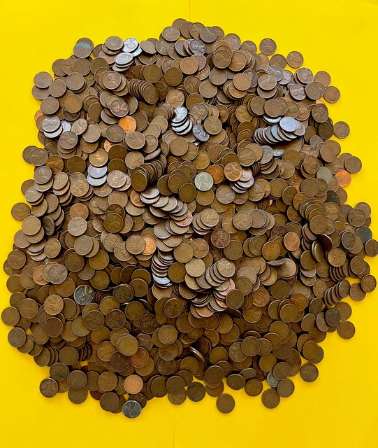 1909-1958 UnSearched US Lincoln Wheat Back Pennies - Lot of 1000 Coins.