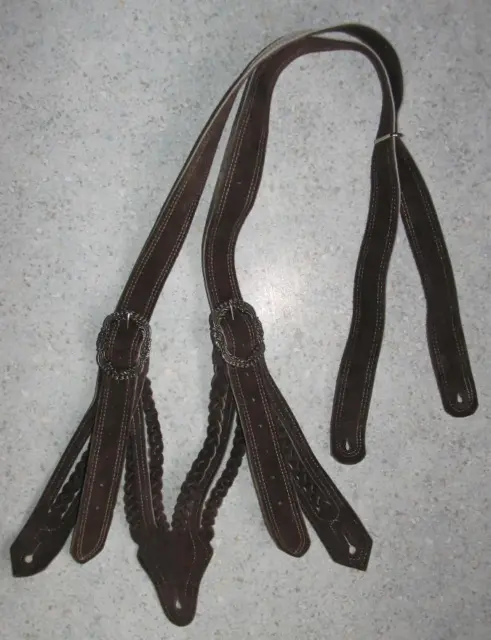 Geflochtene Trachten- Leather Suspenders IN Braun Approx. up To 44 1/8in for