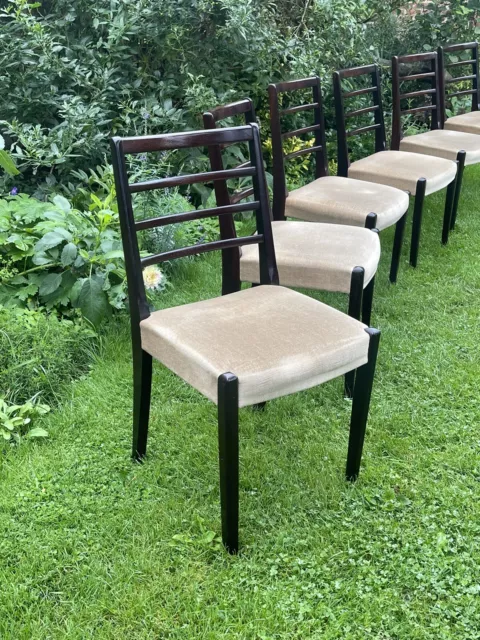 Set Of 6 Vintage Retro Teak Mid Century Dining Chairs Six For Reupholstery
