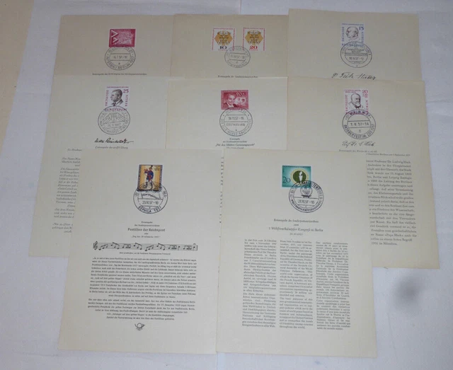 Briefmarken Berlin Sonderpostwertzeichen 1957 ETB 8 Blätter 9 Marken