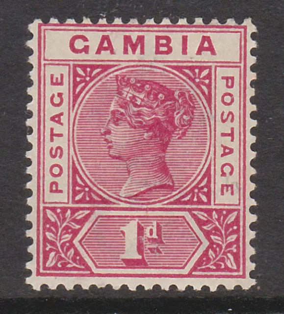 GAMBIA 1898 1d CARMINE WITH REPAIRED 'S' SG 38b MINT.