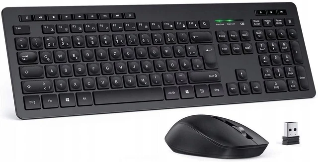 Clavier Sans Fil 2.4G Wireless Keyboard And Mouse Combo, E168 2.4GHz Ultra Thin Full-Sized Silent Wireless Keyboard Mouse Combo With Number Pad For Computer, Laptop Logitech Amazon