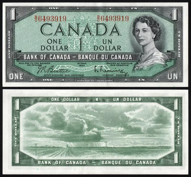 1954 Kanada Bank of Canada: Beattie Rasminsky, $1 One Dollar, BC-37 Pick-74b, XF