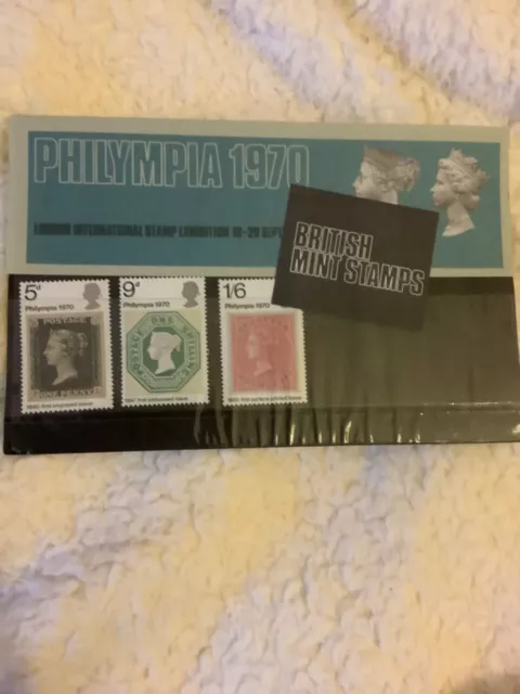 GB QV Penny Black/Embossed PHILYMPIA 1970 London International Stamp Exhibition