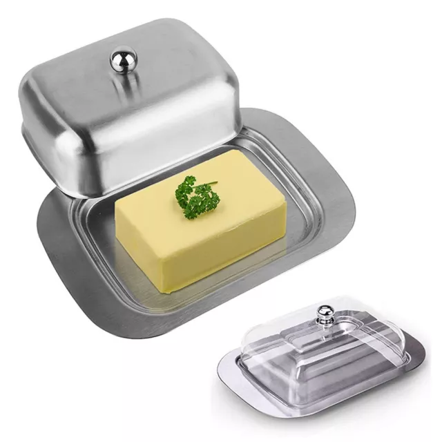Sleek Stainless Steel Butter Dish Suitable for Fridge and Dining Table