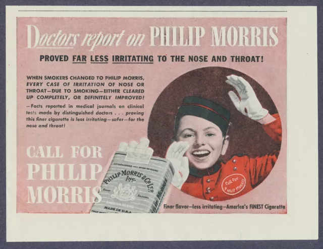 Philip Morris Cigarettes Bell Hop Vintage Print Ad 1943