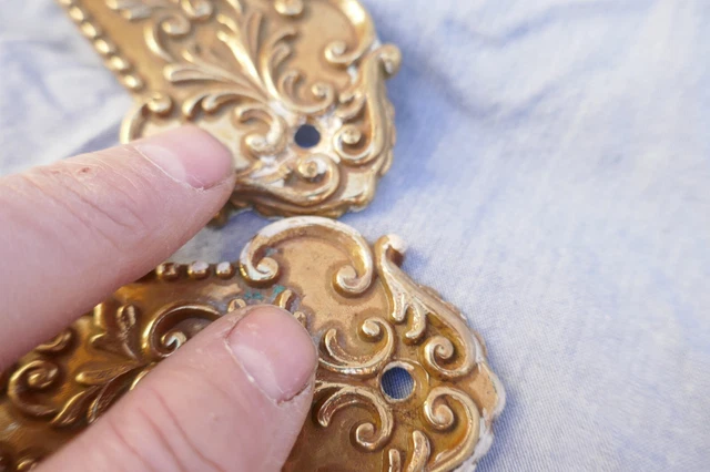 Vintage Pair Curtain Tie Back/Drape Overs Gilt Brass Italian Mid To Late Century 12