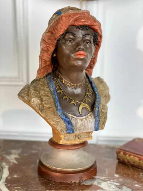 Buste En Terre Cuite De Goldsheider ( Femme Orientaliste ) Signé D Un "G "