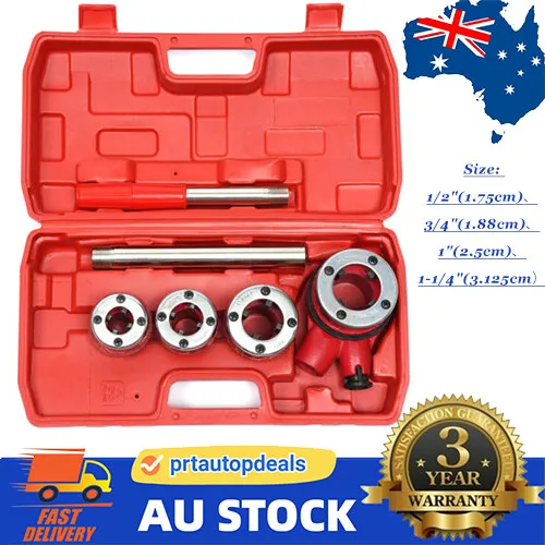 Red PIPE THREADER RATCHET TYPE WITH 4 DIES +PIPE CUTTER PLUMBING HAND TOOLS SET