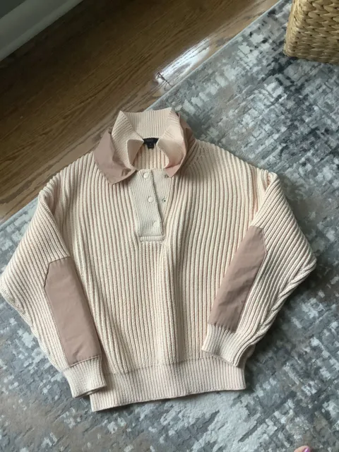J. Crew Women’s Sweater Size Med Style #BF003 3/4 Snap Cream NWOT Cute!