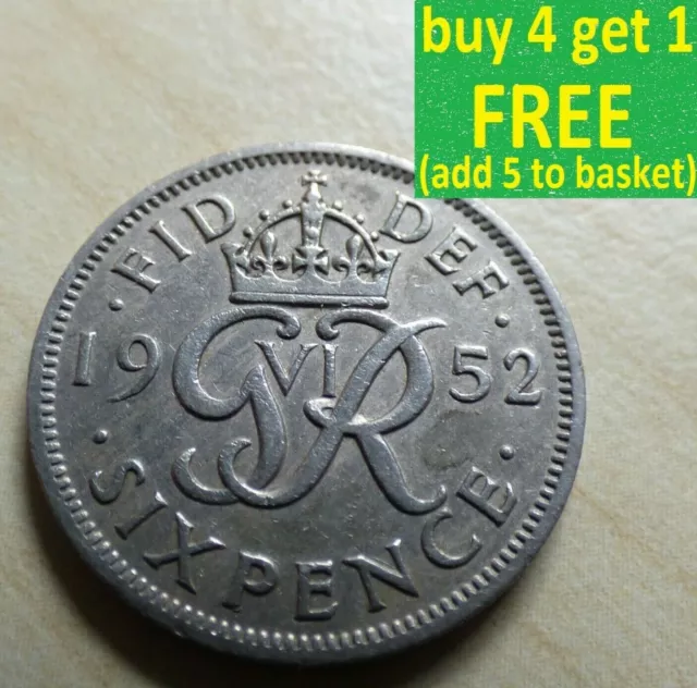 George VI Sixpence 6D Silver/ Cupro-Nickel Coins Choose your date 1937-1952