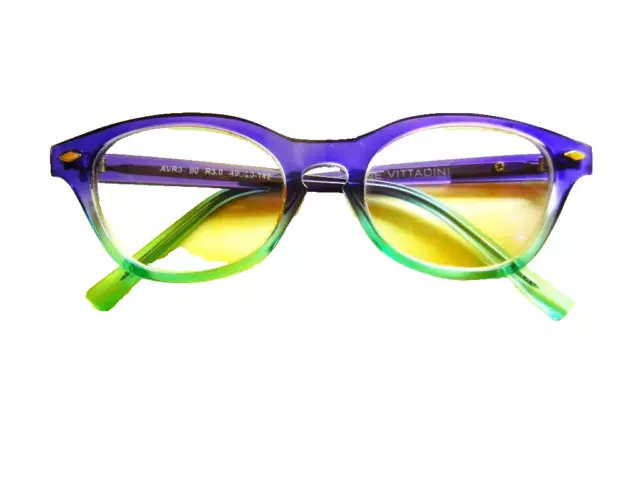 Adrienne Vittadini  Fashion Reading Glasses +3   Two Toned Purple Turquoise