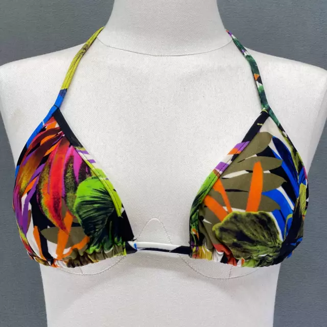 MILLY CABANA Tropical Triangle Bikini Top Size XS Leaf Print