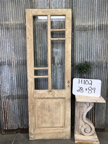 Antique French Single Door (28x84) 6 Pane Glass European Door H102