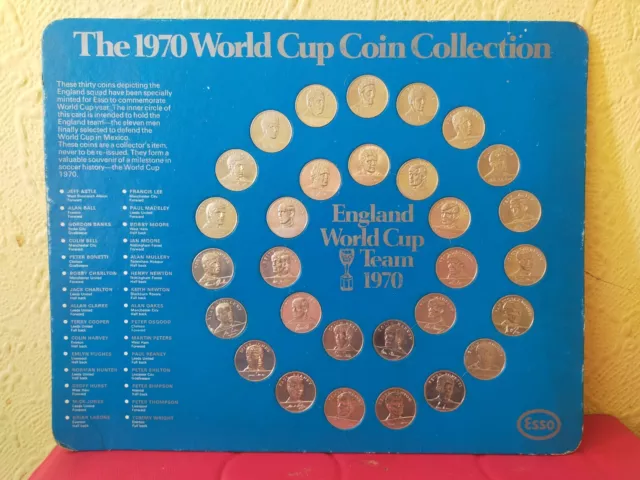 Vintage Esso 1970 England World Cup Coin Collection Complete Moore Hurst Banks